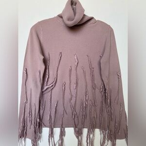 Seraph Mauve Fringe Turtleneck Sweater Size S